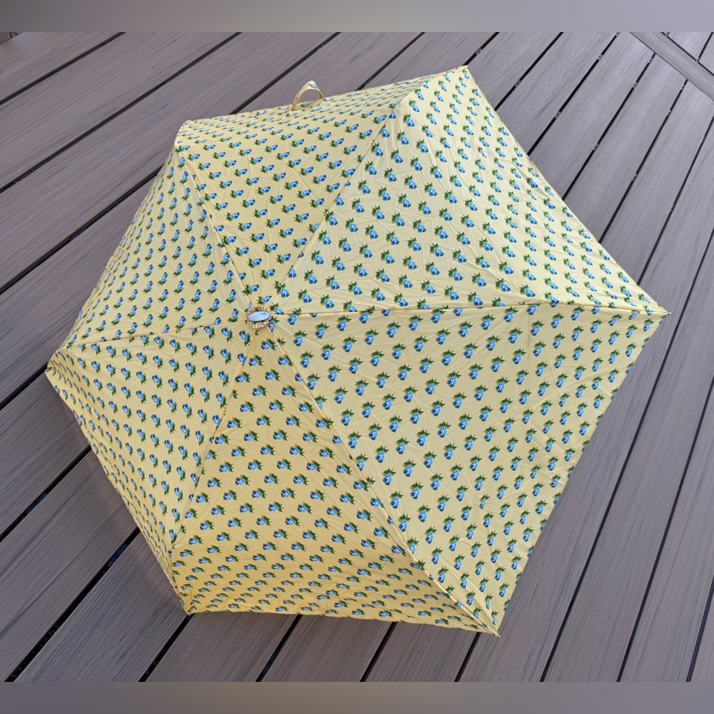 Vintage Vera Bradley Katherine Print Umbrella Bright Yellow & Blue Floral Print - Picture 8 of 8